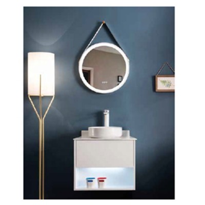 Marble top wood bathroom vanity storage cabinet wall hung with Led Bathroom Mirror